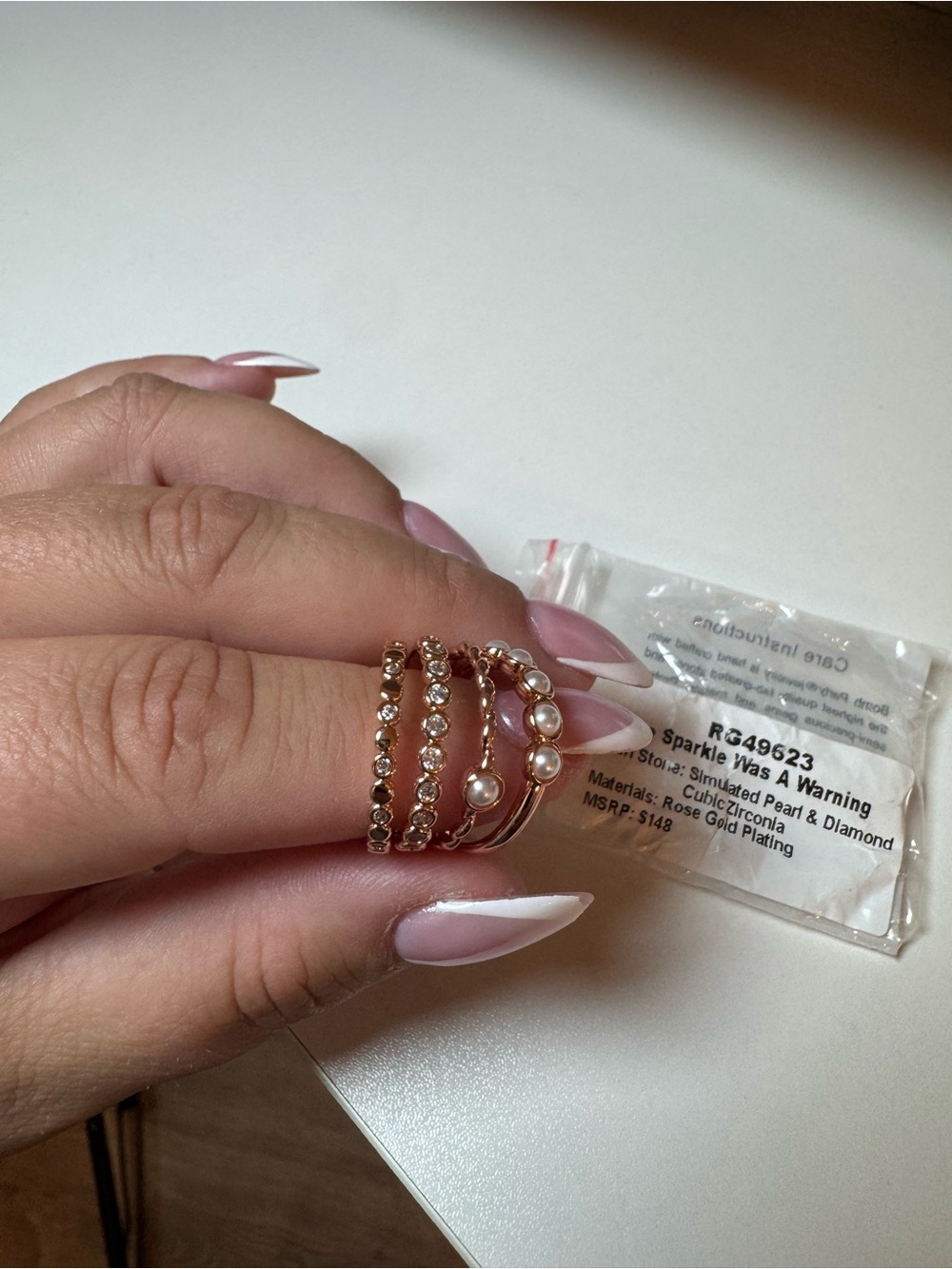 BP Delicates rings rose gold/simulated pearl
